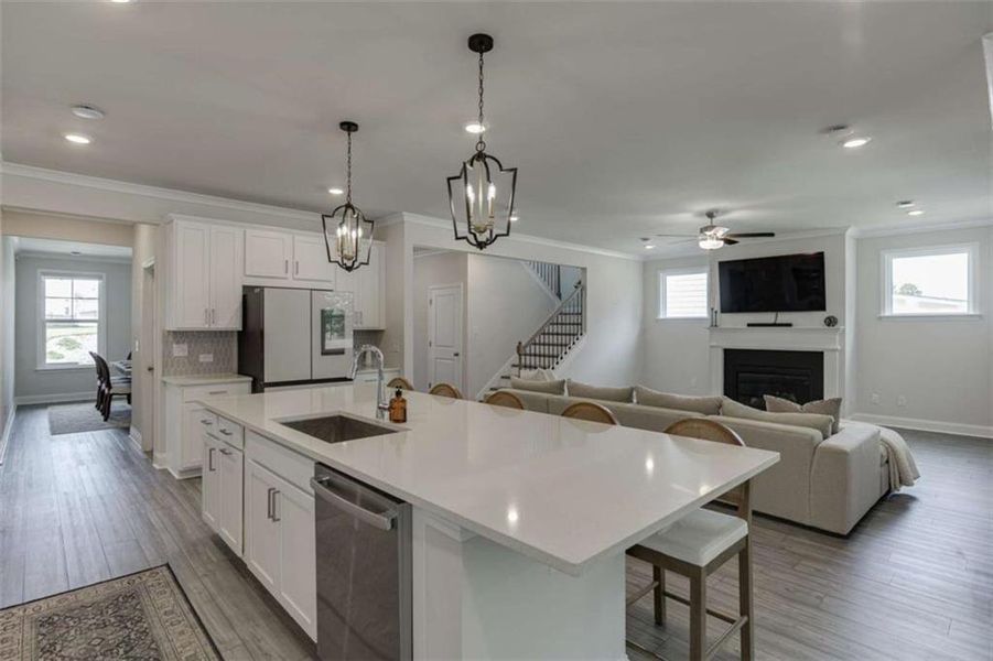 Furnished interior view inside a new home in Overlook at Lanier, Buford (Image 36).