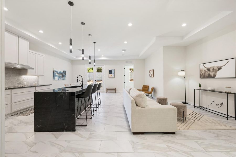 Family room open to kitchen.