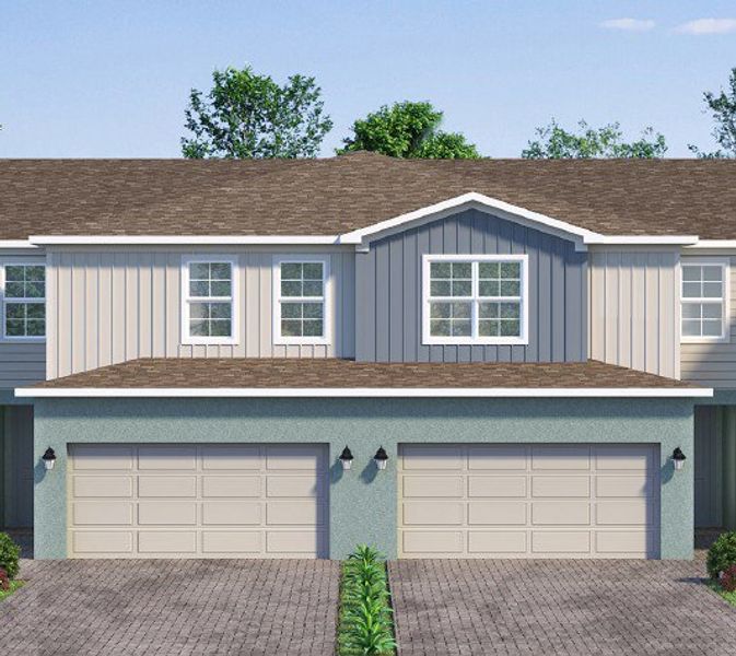 Front exterior of a new home in Terra Haven, St. Cloud, FL, highlighting curb appeal (Image 2). Front exterior of a new home in Terra Haven, St. Cloud, FL, highlighting curb appeal (Image 2).