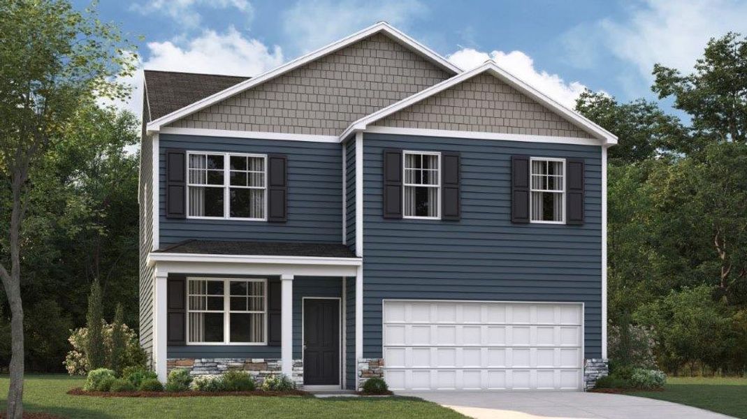 Front exterior of a new home in Crescent Ridge, Niota, TN, highlighting curb appeal (Image 1).