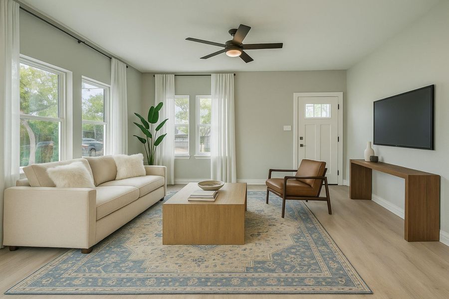 Virtually staged living room