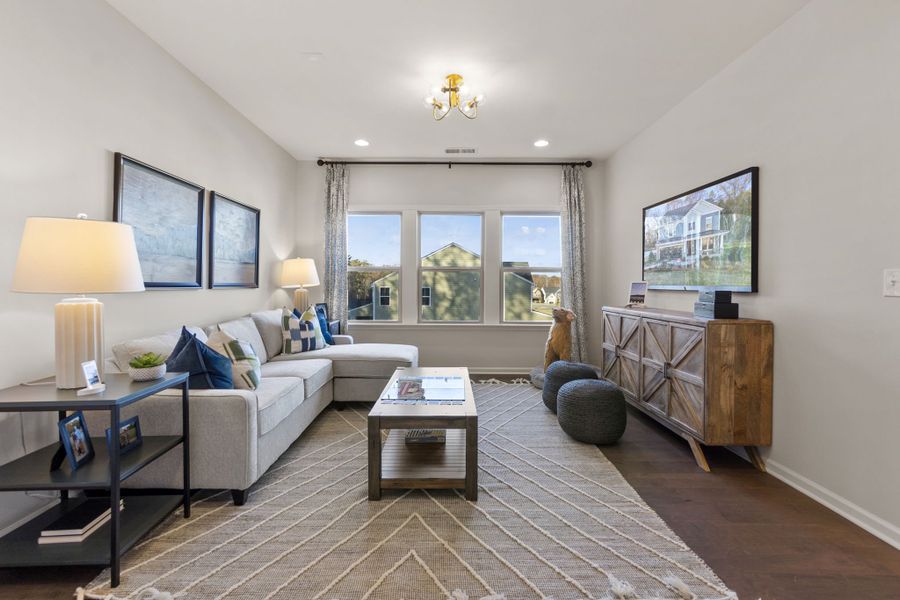 Representative furnished interior of a home built from the Waverly Premier by Taylor Morrison in Stafford at Langtree, Mooresville (Image 5).