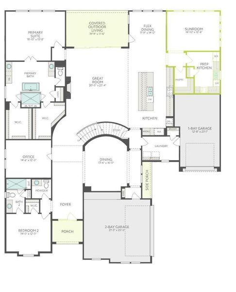 2D floor plan layout of this home in Sienna 80′, Missouri City, TX (Image 3).