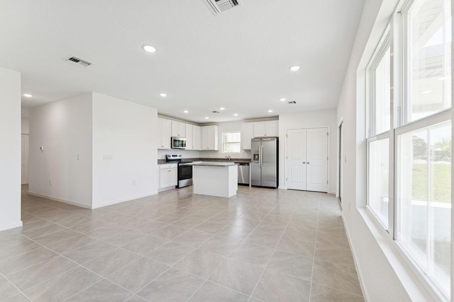 Kitchen, Great Room & Dining Area