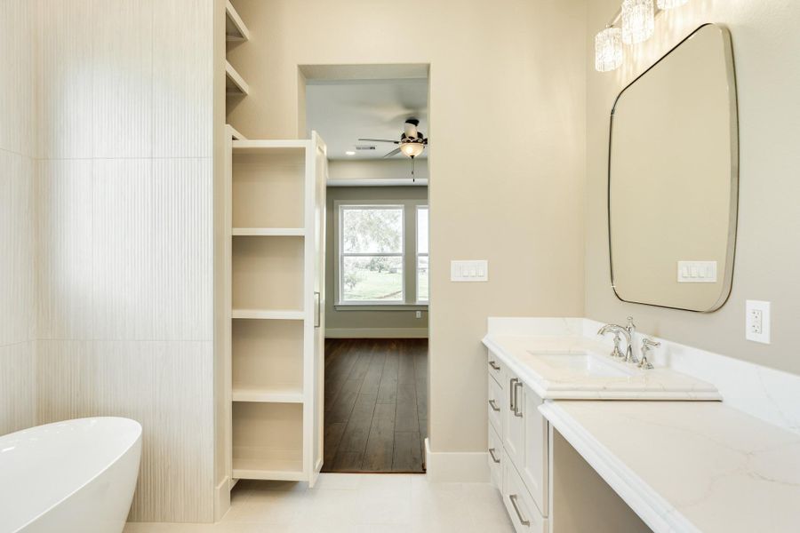 Tons of storage in this well thought out bathroom.