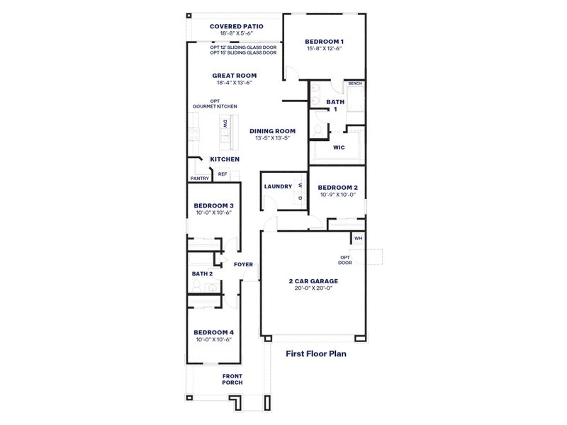 2D floor plan layout of this home in The Ridge at Stone Butte, Phoenix, AZ (Image 2).