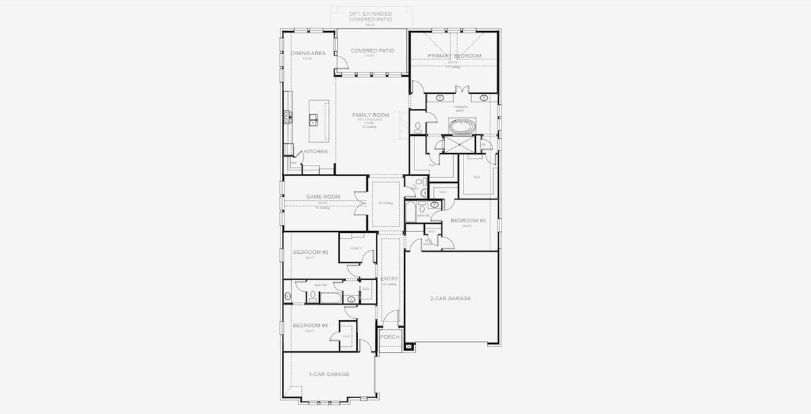 2D floor plan layout for the 2885W by Perry Homes in Windborne 100', Converse, TX (Image 4). 2D floor plan layout for the 2885W by Perry Homes in Windborne 100', Converse, TX (Image 4).