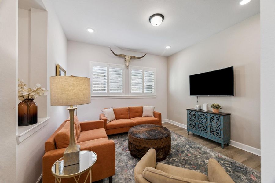Furnished interior view inside a new home in Pine Trails, Tomball (Image 12). Furnished interior view inside a new home in Pine Trails, Tomball (Image 12).