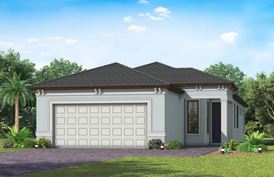 Representative exterior photo of a completed home built from the Flagstone by Del Webb in Del Webb Naples, Ave Maria, FL (Image 15).