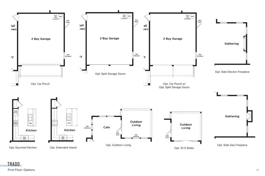 2D floor plan layout for the Tradd by DRB Homes in Midtown at Nexton, Summerville, SC (Image 4).
