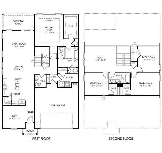 2D floor plan layout for the Manchester by Meritage Homes in Nelson's Creek, Mocksville, NC (Image 3).