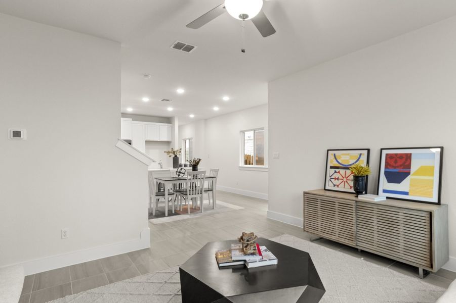 Representative furnished interior of a home built from the Brazos by Pacesetter Homes in Saddle Creek Twinhomes, Georgetown (Image 18).