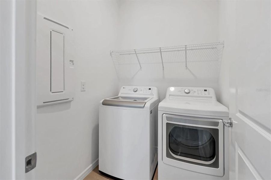 Laundry room and washer and dryer convey