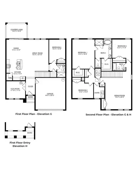 2D floor plan layout for the Coral by D.R. Horton in Pasadena Ridge, Dade City, FL (Image 4).