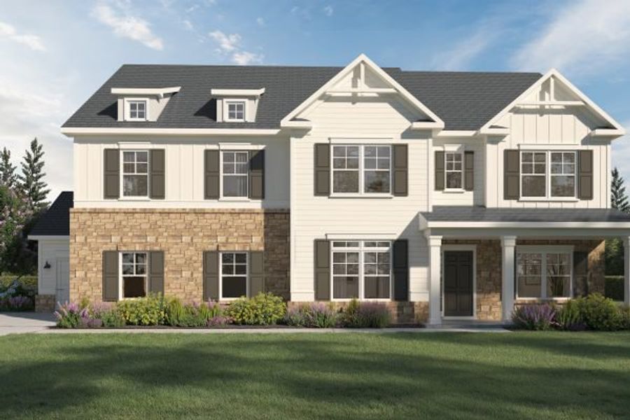 Representative exterior photo of a completed home built from the Ronald by Kerley Family Homes in Walters Creek, Douglasville, GA (Image 2). Representative exterior photo of a completed home built from the Ronald by Kerley Family Homes in Walters Creek, Douglasville, GA (Image 2).