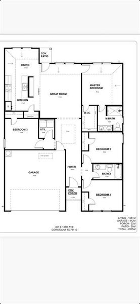2D floor plan layout of this home in , Corsicana, TX (Image 3).