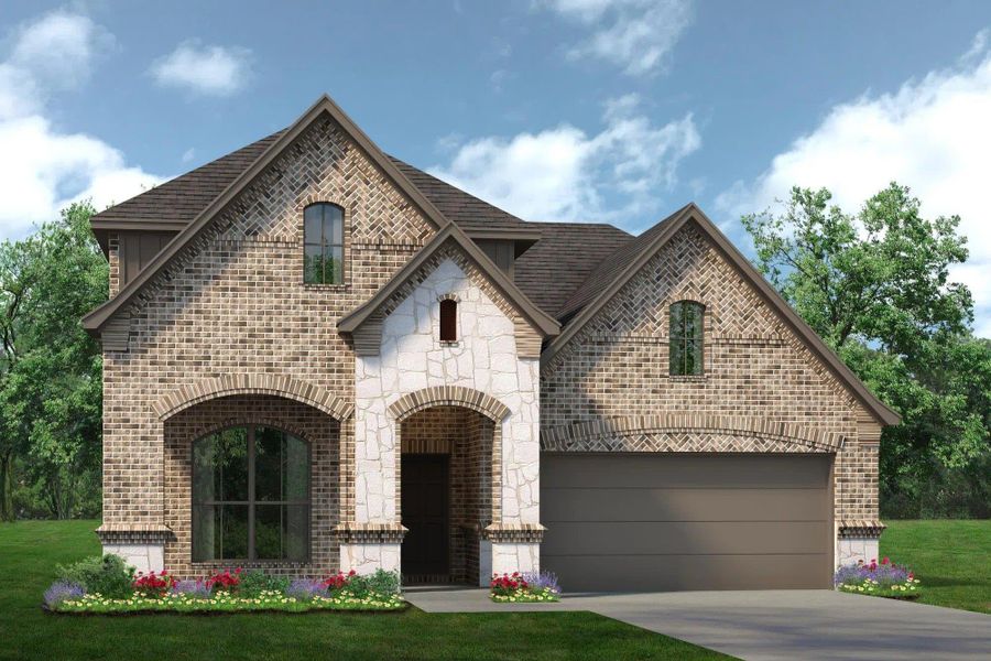 Elevation D with Stone | Concept 2440 at Hulen Trails in Fort Worth, TX by Landsea Homes