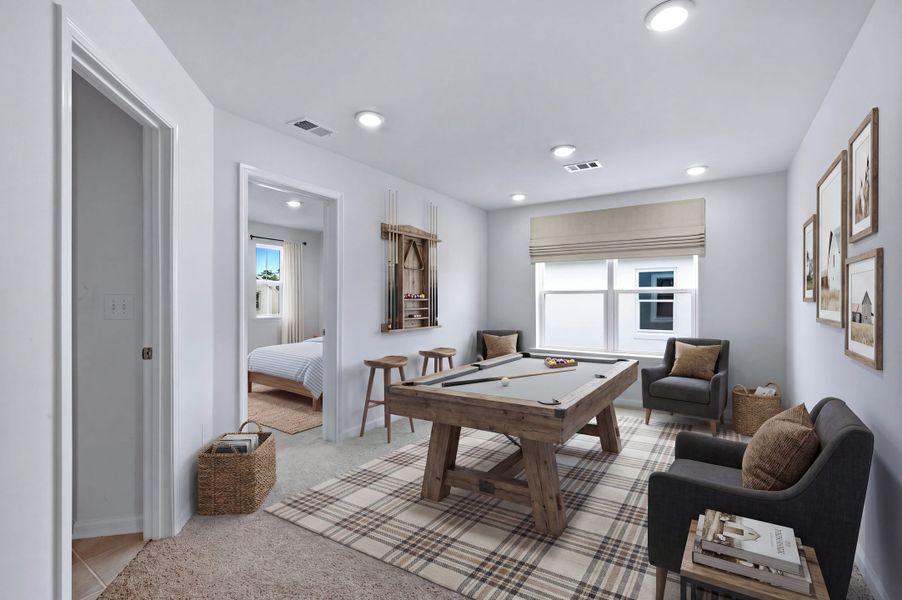 Furnished interior view inside a new home in The Groves of Berkeley, Moncks Corner (Image 11). Furnished interior view inside a new home in The Groves of Berkeley, Moncks Corner (Image 11).