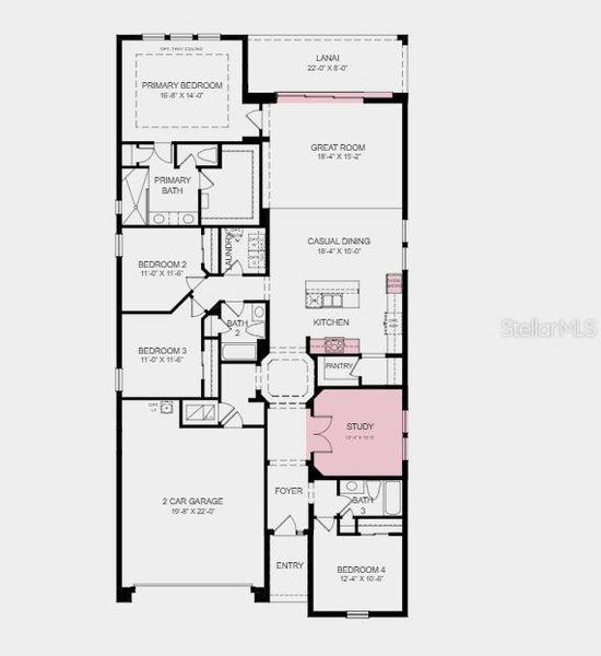 Structural Options Added Include: Gourmet Kitchen, Study, and Pocket Sliding Glass Door