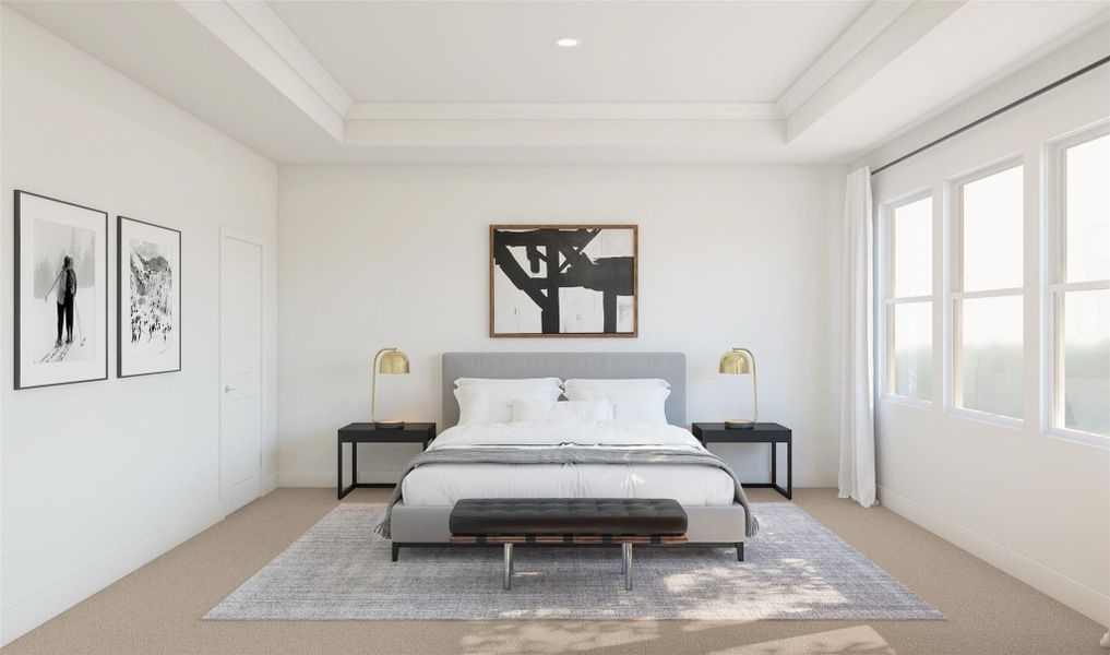 Tranquil primary suite (*Artist rendering used for illustration purposes only.)