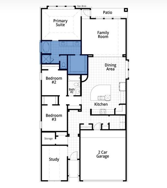 2D floor plan layout for the Rover by Highland Homes in Midline, Webster, TX (Image 5).