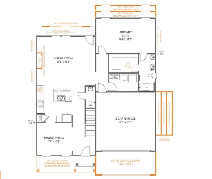 2D floor plan layout for the Devin by True Homes in Westbrook Falls, Colfax, NC (Image 2).