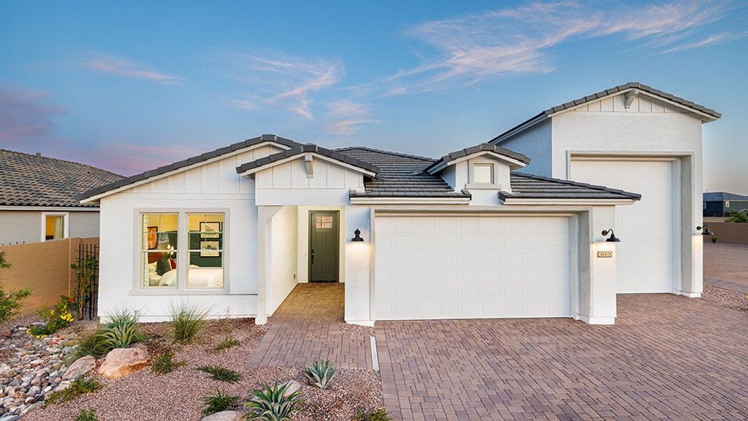 Representative exterior photo of a completed home built from the Overland by Taylor Morrison in Salero Journey Collection, Phoenix, AZ (Image 22). Representative exterior photo of a completed home built from the Overland by Taylor Morrison in Salero Journey Collection, Phoenix, AZ (Image 22).