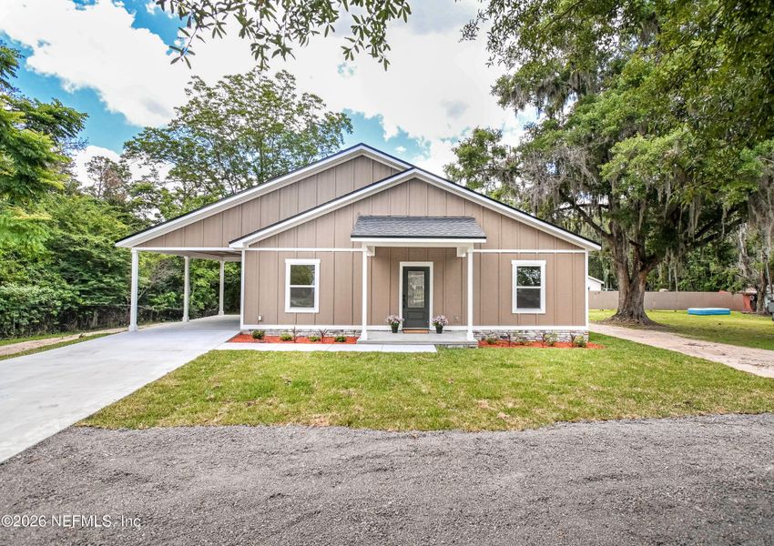 Front exterior of a new home in , Glen St. Mary, FL, highlighting curb appeal (Image 22). Front exterior of a new home in , Glen St. Mary, FL, highlighting curb appeal (Image 22).