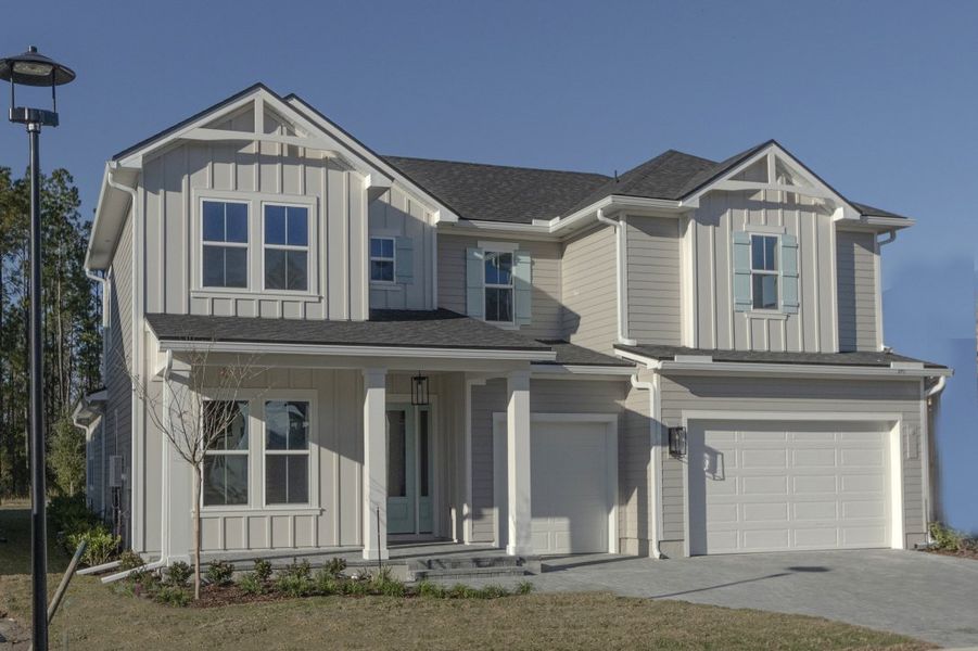 Representative exterior photo of a completed home built from the Julington by Riverside Homes in Hidden Creek at SilverLeaf 70' Series, St. Augustine, FL (Image 20).