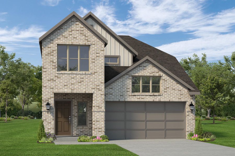 Representative exterior photo of a completed home built from the The Van Zandt by Autograph Homes in Aldeana, Bonney, TX (Image 1). Representative exterior photo of a completed home built from the The Van Zandt by Autograph Homes in Aldeana, Bonney, TX (Image 1).
