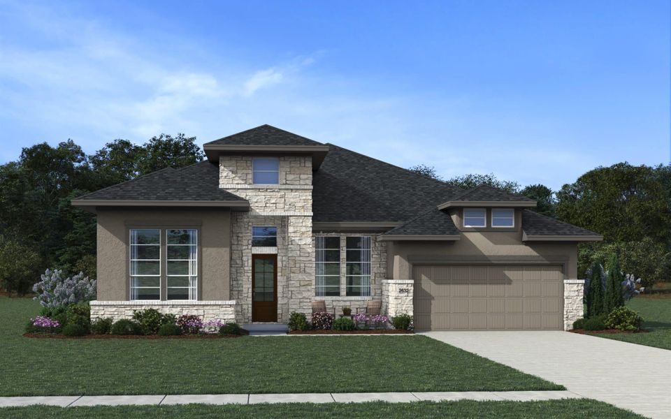 Representative exterior photo of a completed home built from the Malani – 60/65’s by Chesmar Homes in Prominence – Now Selling, San Antonio, TX (Image 5).