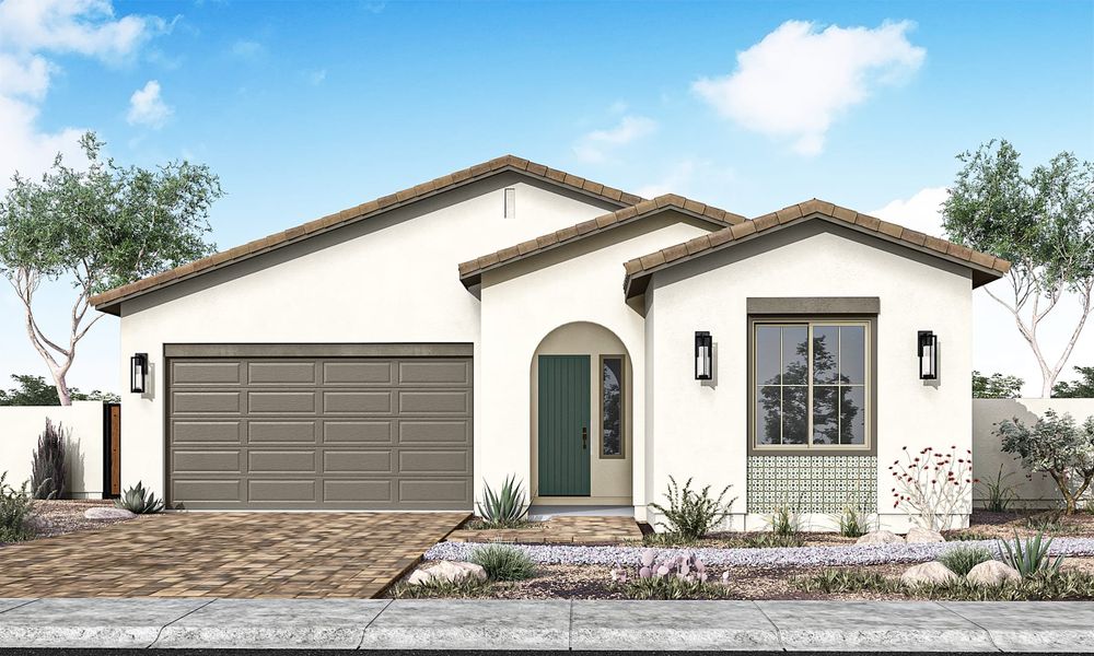 Representative exterior photo of a completed home built from the Juniper Plan 40-7 by Tri Pointe Homes in Soleo, San Tan Valley, AZ (Image 16).
