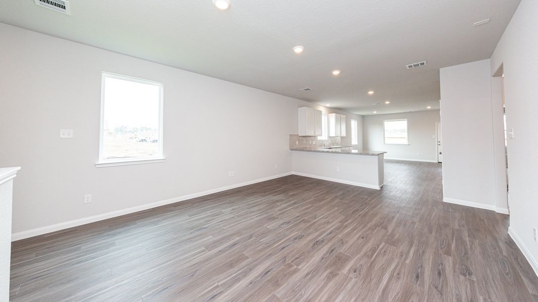 Family Room to Kitchen and Dining Area
