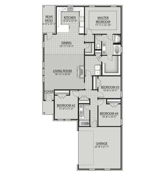 2D floor plan layout for the Adrian II A by DSLD Homes in Longleaf, Lumberton, TX (Image 2). 2D floor plan layout for the Adrian II A by DSLD Homes in Longleaf, Lumberton, TX (Image 2).