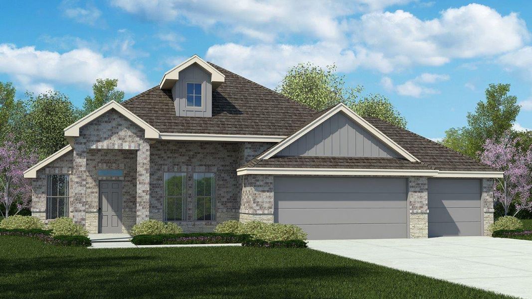 Front exterior of a new home in Country Meadows, Thorndale, TX, highlighting curb appeal (Image 1). Front exterior of a new home in Country Meadows, Thorndale, TX, highlighting curb appeal (Image 1).