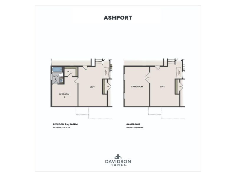 2D floor plan layout for the The Ashport H by Davidson Homes LLC in Meadow Ridge Estates, Josephine, TX (Image 3).