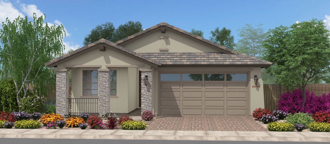 Representative exterior photo of a completed home built from the Jericho by Fulton Homes in Calistoga at Enclave, Litchfield Park, AZ (Image 6).