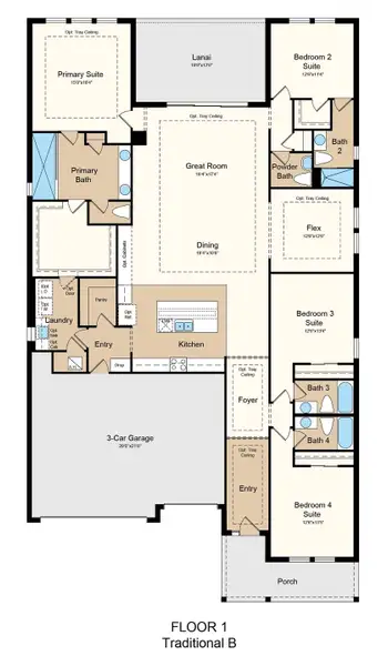 2D floor plan layout of this home in Esplanade at McKinnon Groves, Winter Garden, FL (Image 2). 2D floor plan layout of this home in Esplanade at McKinnon Groves, Winter Garden, FL (Image 2).