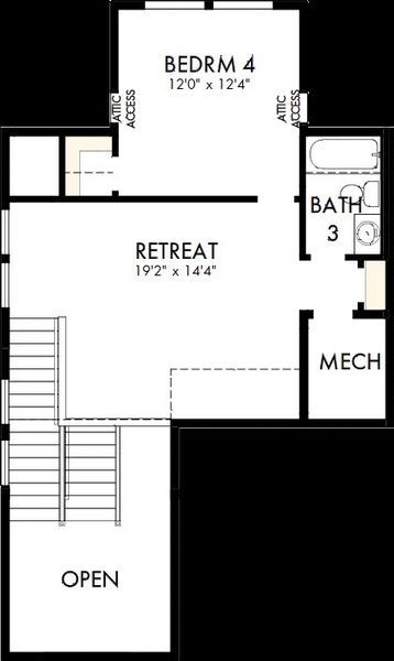 2D floor plan layout of this home in Reserve at Park Row, Houston, TX (Image 4).