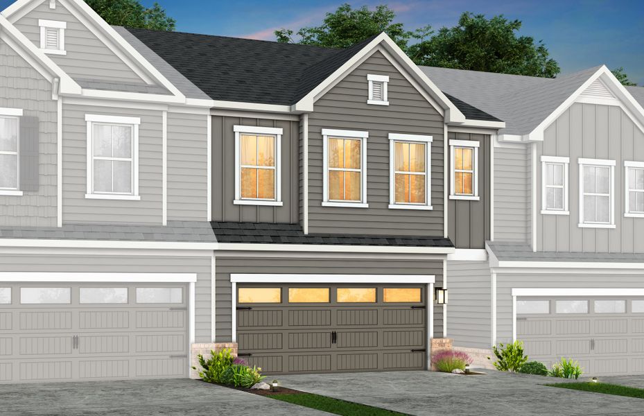 Front exterior of a new home in Galloway Towns, Charlotte, NC, highlighting curb appeal (Image 22).