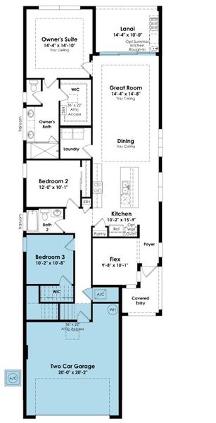 2D floor plan layout of this home in Rivella, Port St. Lucie, FL (Image 2).