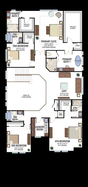 2D floor plan layout for the Polynesia by GL Homes in Lotus Edge, Boca Raton, FL (Image 5).