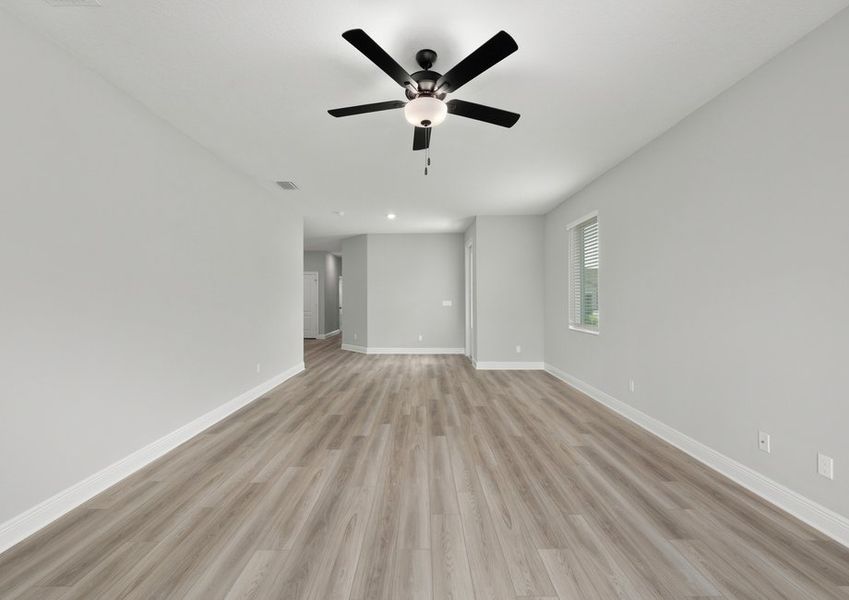 Spacious family room and dining room