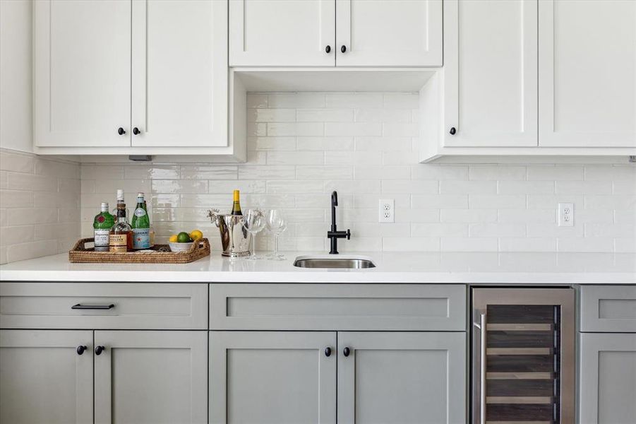 Wet bar and wine cooler.