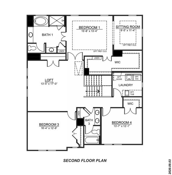 2D floor plan layout of this home in Reserve at Tap Root Farms, Fletcher, NC (Image 4).
