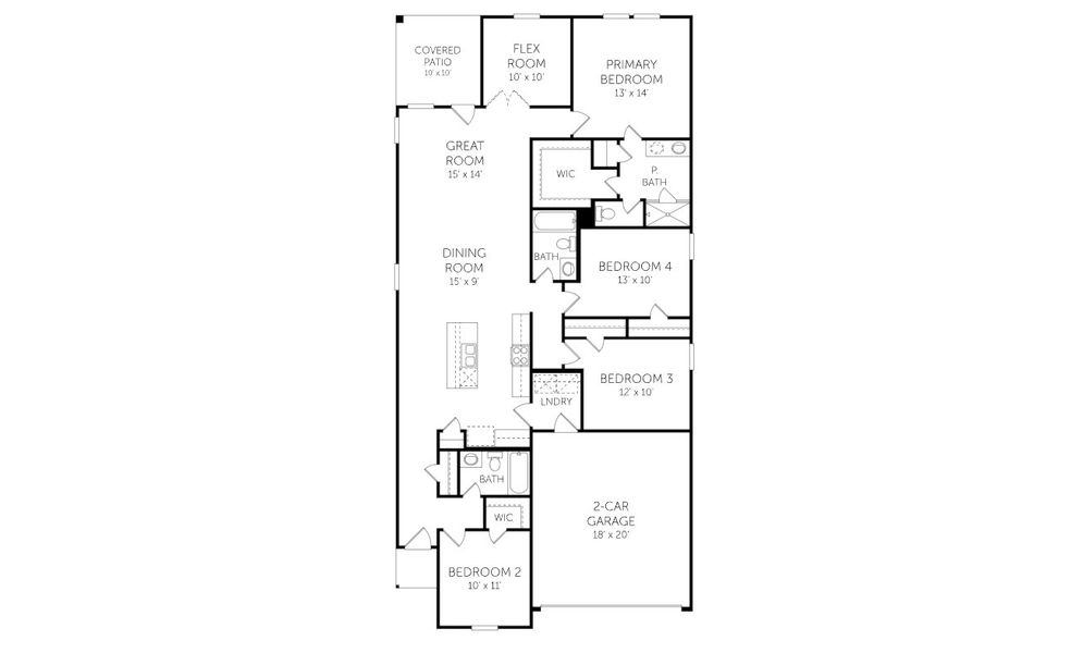 2D floor plan layout for the Ellis by Coventry Homes in Windrose Green, Angleton, TX (Image 3).