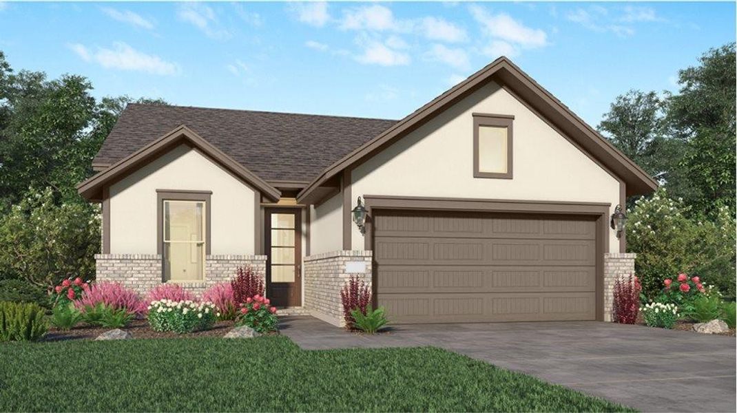 Front exterior of a new home in , Hockley, TX, highlighting curb appeal (Image 1). Front exterior of a new home in , Hockley, TX, highlighting curb appeal (Image 1).