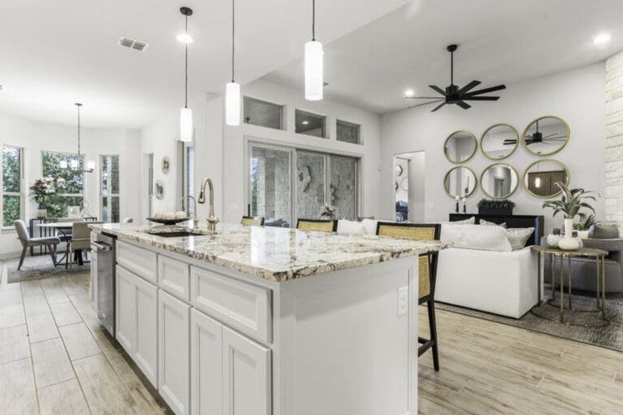 Gourmet kitchen in Ashlyn home at Belle Oaks, Bulverde TX
