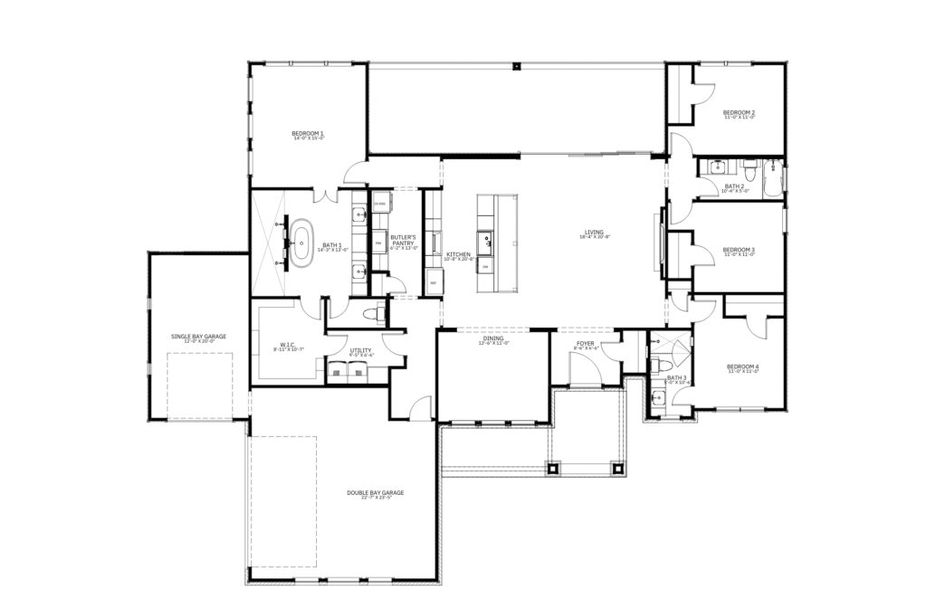 2D floor plan layout of this home in King Oaks, Salado, TX (Image 3).