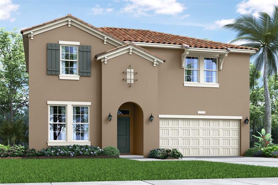 Front exterior of a new home in Archers Mill, Ormond Beach, FL, highlighting curb appeal (Image 1).